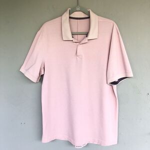 Lululemon Polo Shirt Men L Pink Evolution Pique Performance Casual Preppy Golf